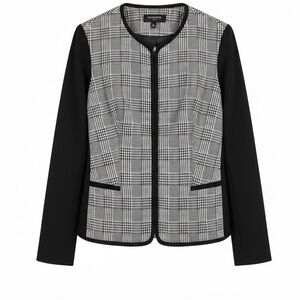 Talbots Black and Gray Plaid Zip-Front Blazer